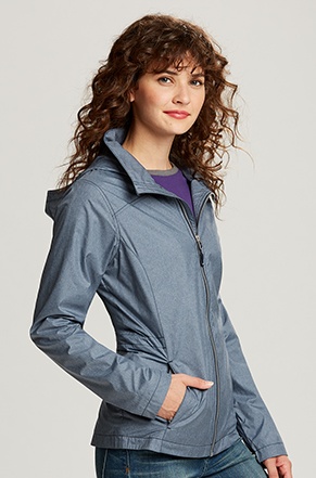 Woman wearing Cutter & Buck Panoramic Packable Jacket