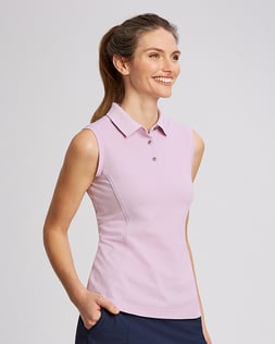 Cutter Buck Ladies Advantage Sleeveless Polo in Pink
