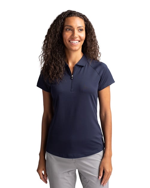 Woman wearing Cutter & Buck Forge Stretch Womens Short Sleeve Polo