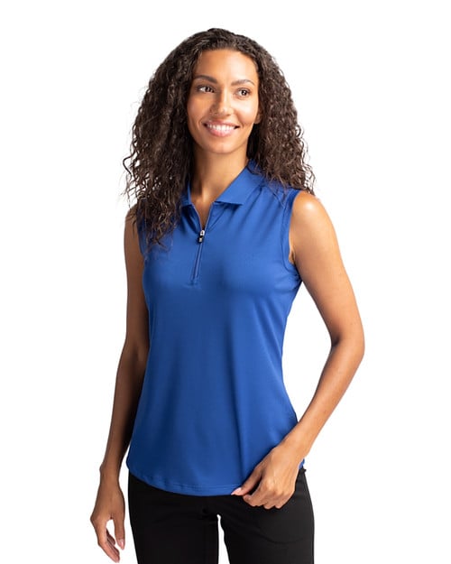 Woman wearing Cutter & Buck Forge Stretch Womens Sleeveless Polo