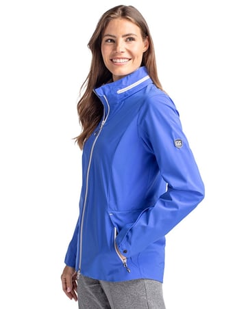 woman wearing blue jacket