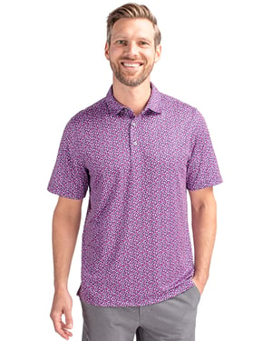 Cutter and Buck's Pike Magnolia Print Stretch Men's Polo