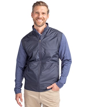 Cutter & Buck Stealth Hybrid Quilted Mens Big and Tall Full Zip Windbreaker Jacket 