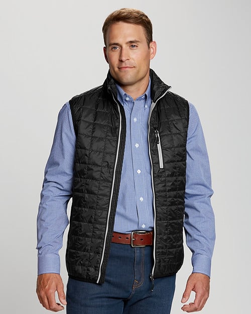 Man wearing Cutter & Buck Rainier PrimaLoft® Mens Eco Insulated Full Zip Puffer Vest