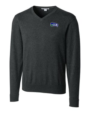 Seattle Seahawks Historic Cutter & Buck Lakemont Tri-Blend Mens Big and Tall V-Neck Pullover Sweater