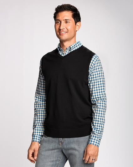 man wearing big and tall sweater vest