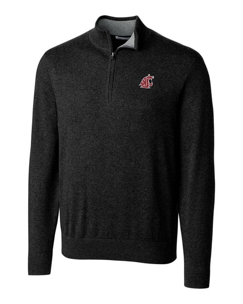 Washington State Cougars Cutter & Buck Lakemont Tri-Blend Mens Quarter Zip Pullover Sweater