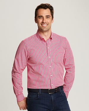 Man Wearing Cutter and Buck Tailored Fit Stretch Gingham