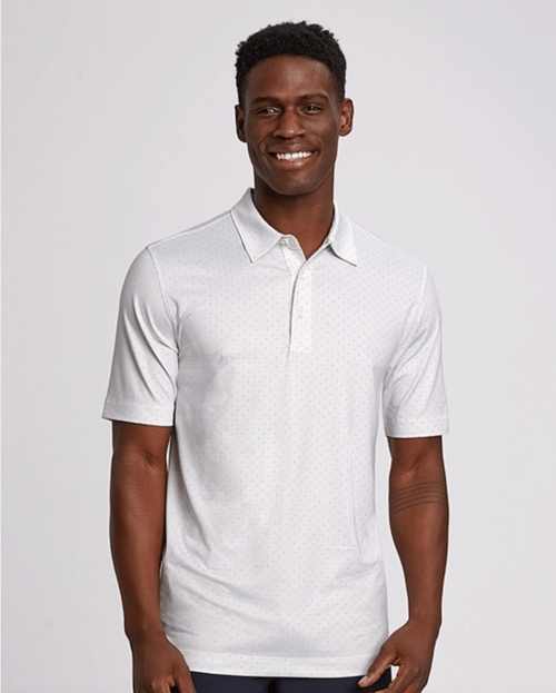 Men Wearing Cutter & Buck Pike Double Dot Print Stretch Big and Tall Polo