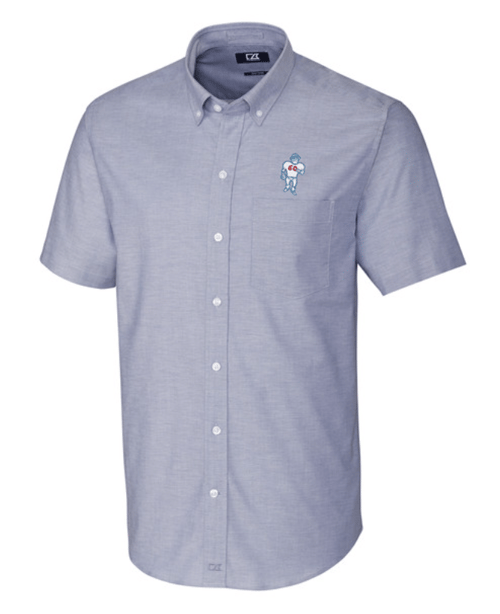 Houston Oilers Historic Cutter & Buck Stretch Oxford Mens Big and Tall Short Sleeve Dress Shirt
