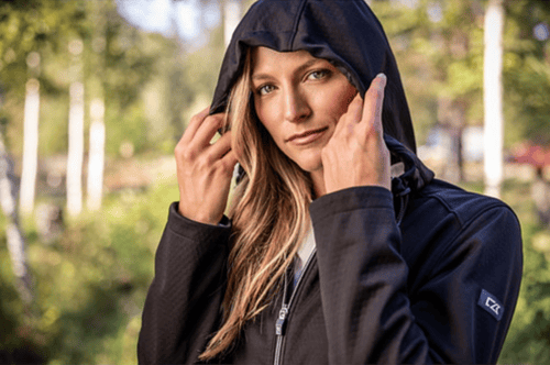 woman outside wearing softshell jacket