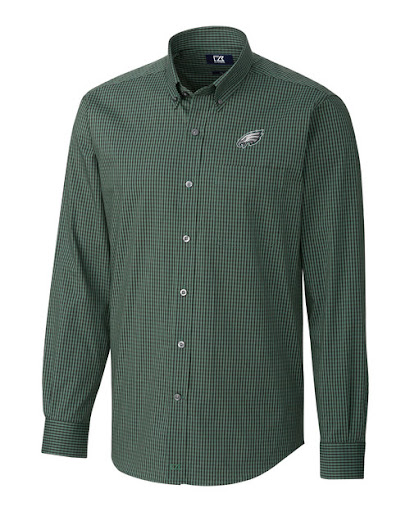 Philadelphia Eagles mens long sleeve button down shirt in green