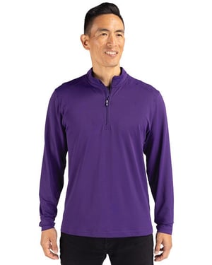 Purple Cutter & Buck Virtue Eco Pique Recycled Quarter Zip Mens Big & Tall Pullover