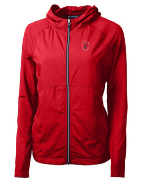 Red 2024 U.S. Open Cutter & Buck Adapt Eco Knit Hybrid Recycled Womens Full Zip Jacket