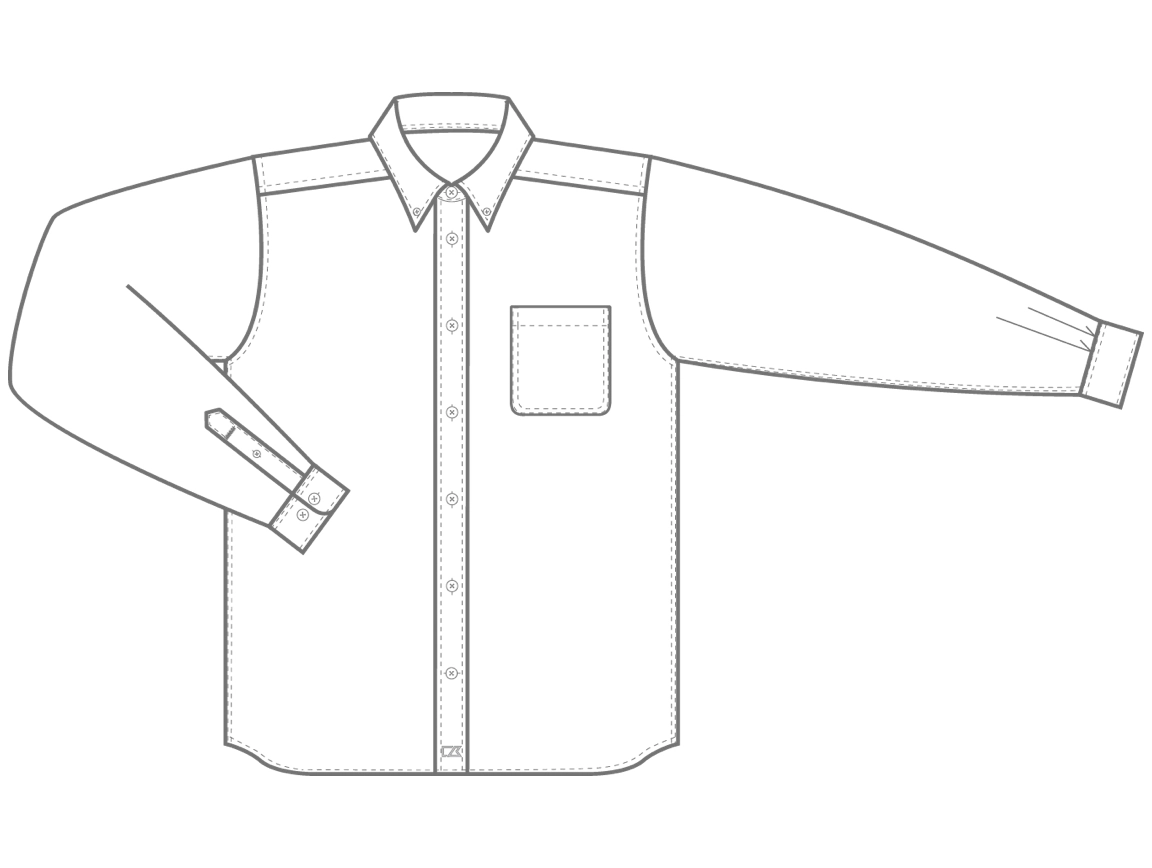 Men's Long Sleeve Regular Fit Dress Shirt Sizing Graphic